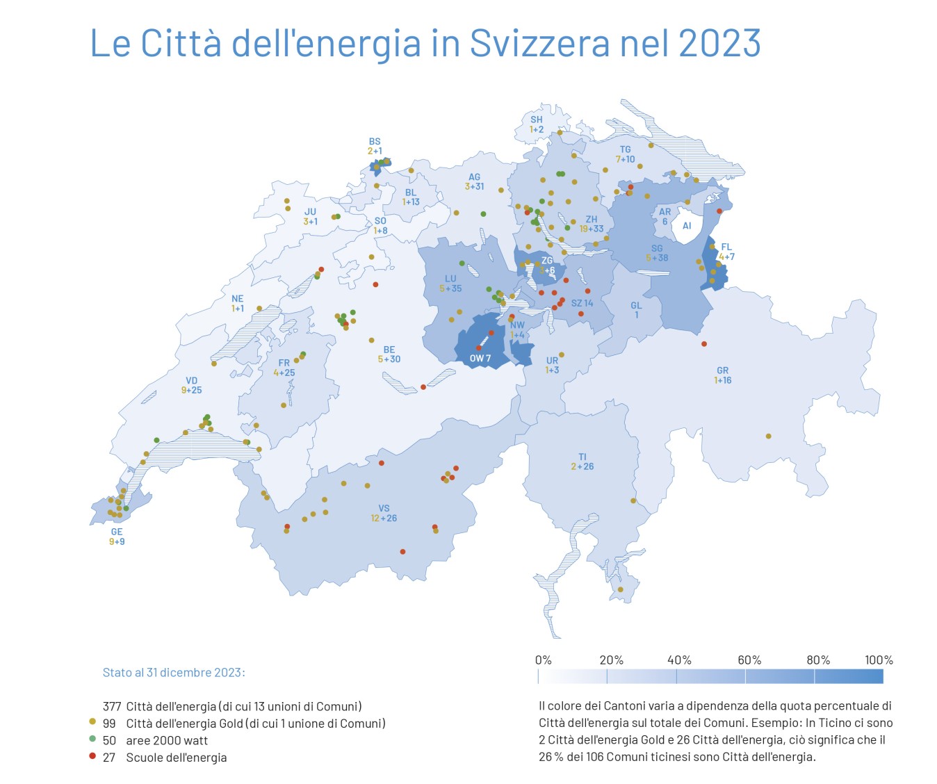 Karte Schweizer Energiestädte 2023 ital